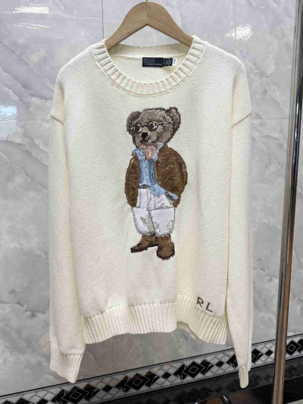 Polo Ralph Lauren Teddy Bear Ivory Crew Sweater